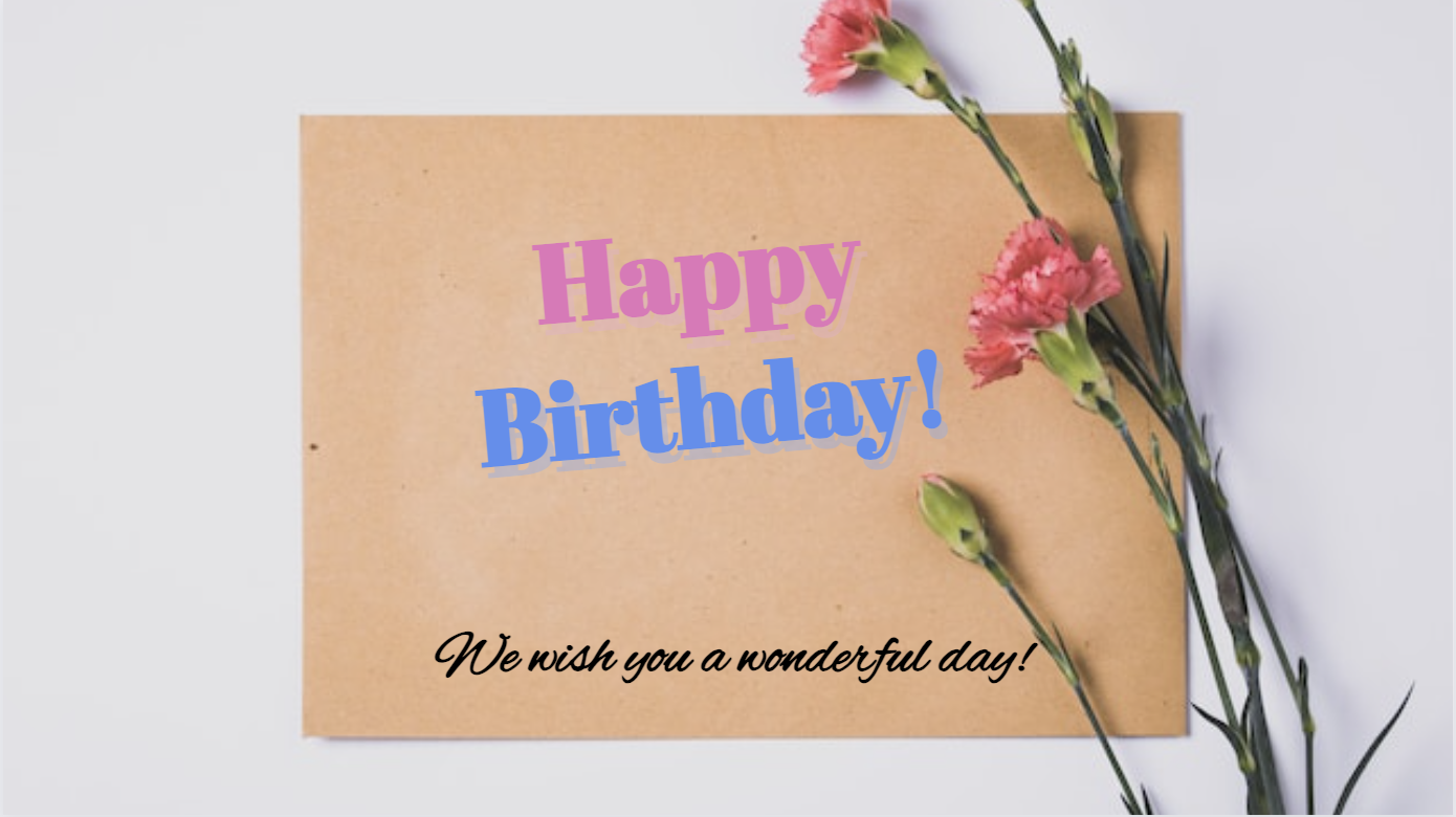 Happy birthday greeting card rendered from JSON